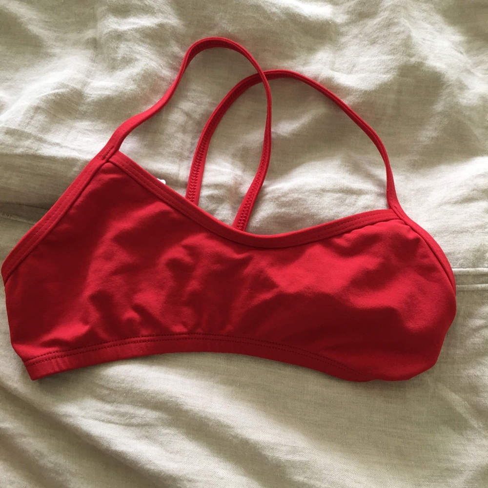 Jolyn Clothing Red Bikini Top Athletic Swimwear